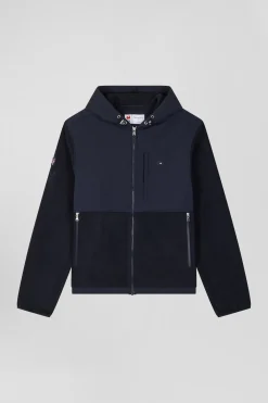 Regular navy blue zipped hoodie