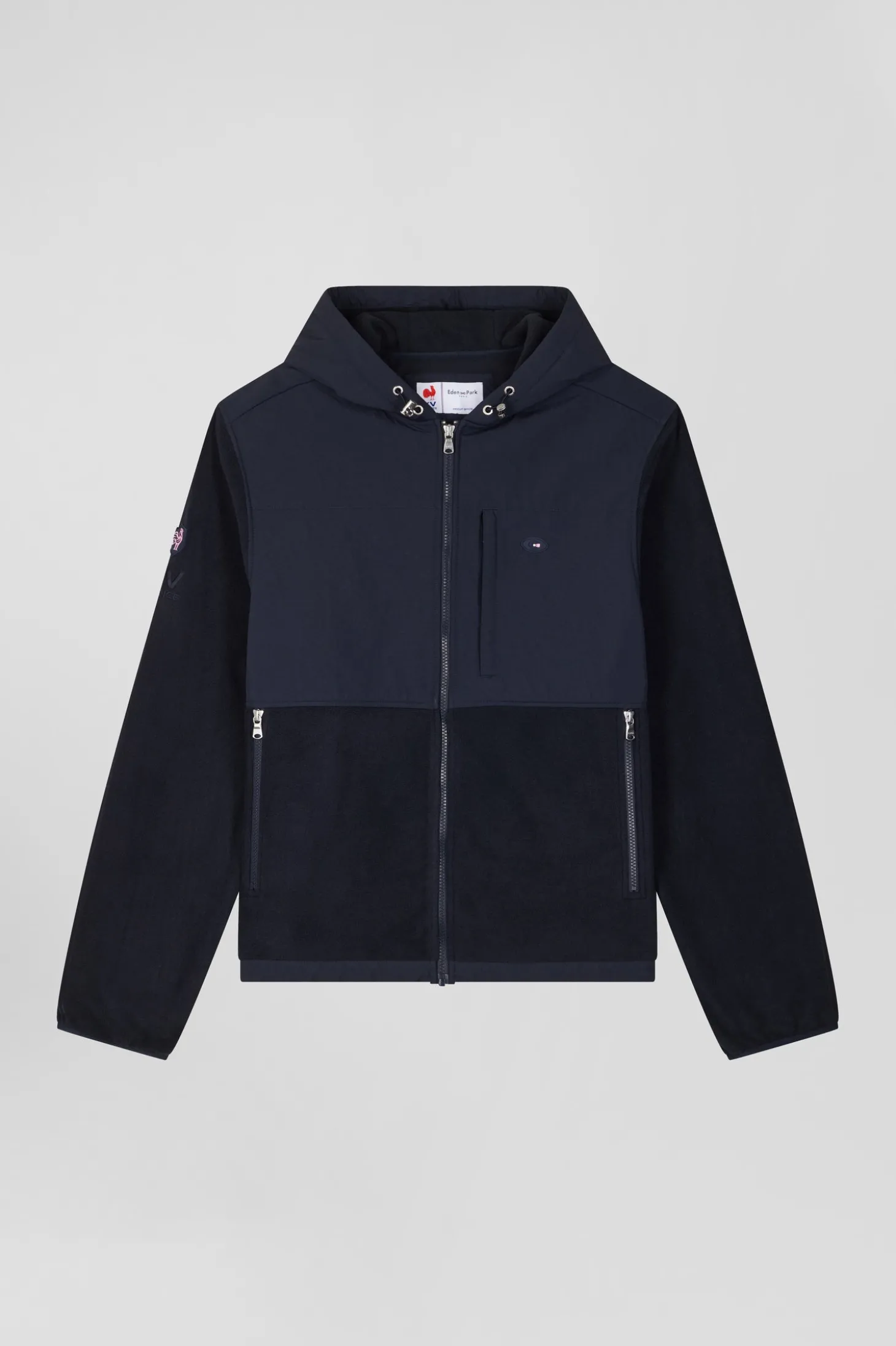 Regular navy blue zipped hoodie