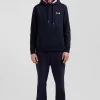 Regular navy brushed cotton fleece hoodie with Eden Park embroidery