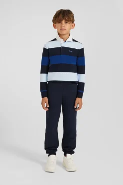 Regular navy brushed cotton fleece jogging bottoms