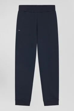 Regular navy brushed cotton fleece jogging bottoms