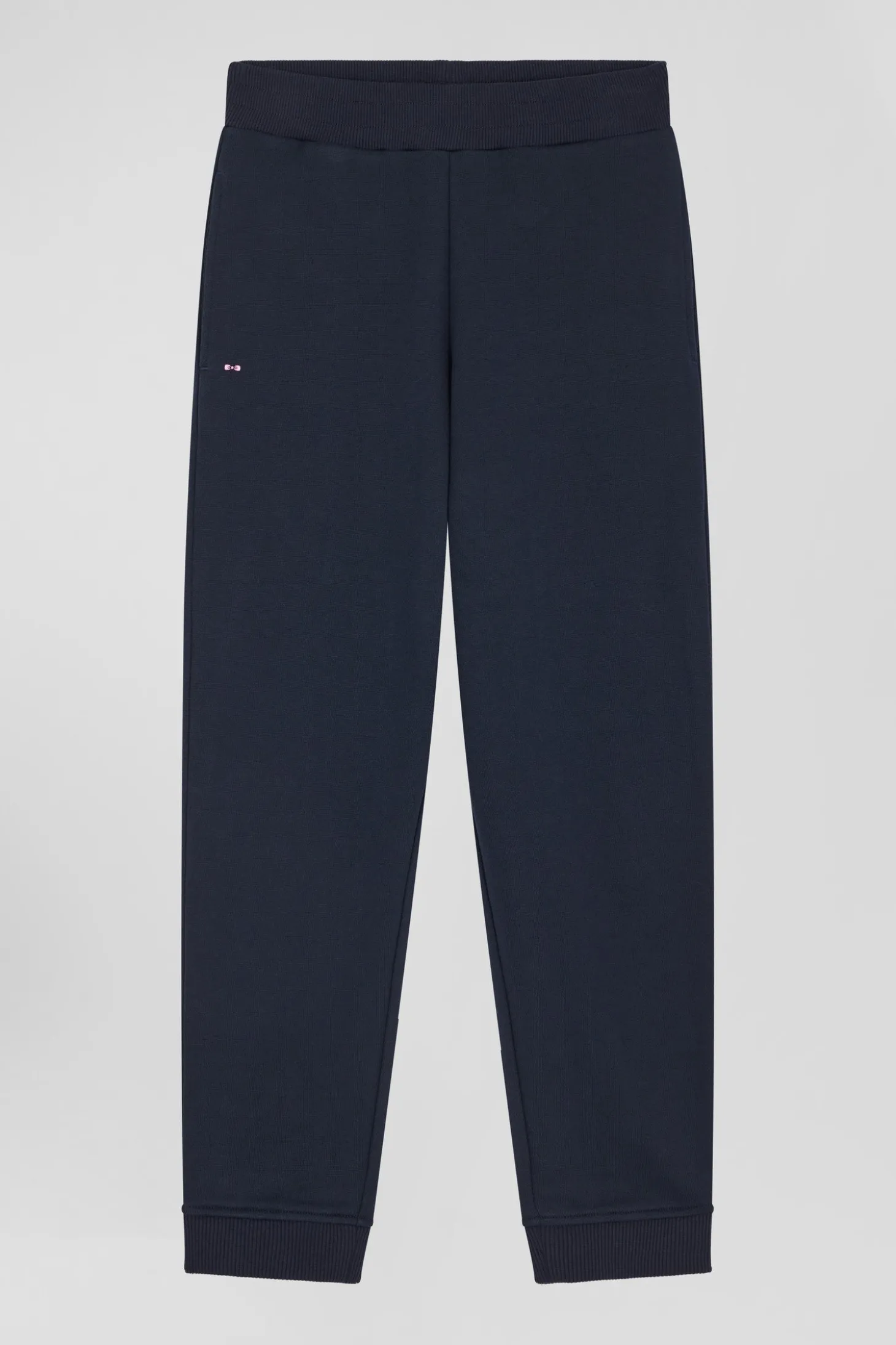 Regular navy brushed cotton fleece jogging bottoms