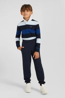 Regular navy brushed cotton fleece jogging bottoms