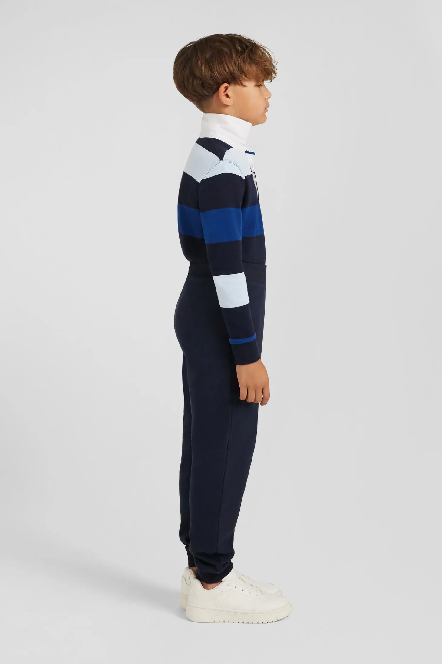Regular navy brushed cotton fleece jogging bottoms