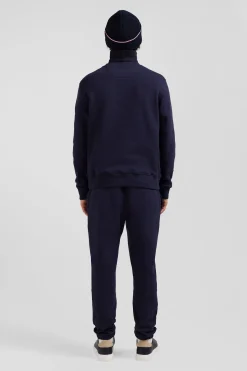 Regular navy brushed cotton fleece sweatshirt