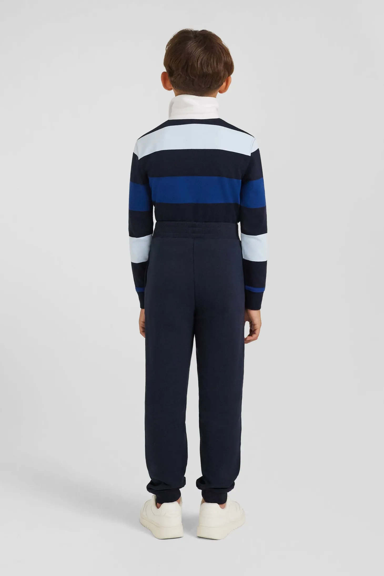 Regular navy brushed cotton fleece jogging bottoms