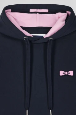 Regular navy brushed cotton fleece hoodie with Eden Park embroidery