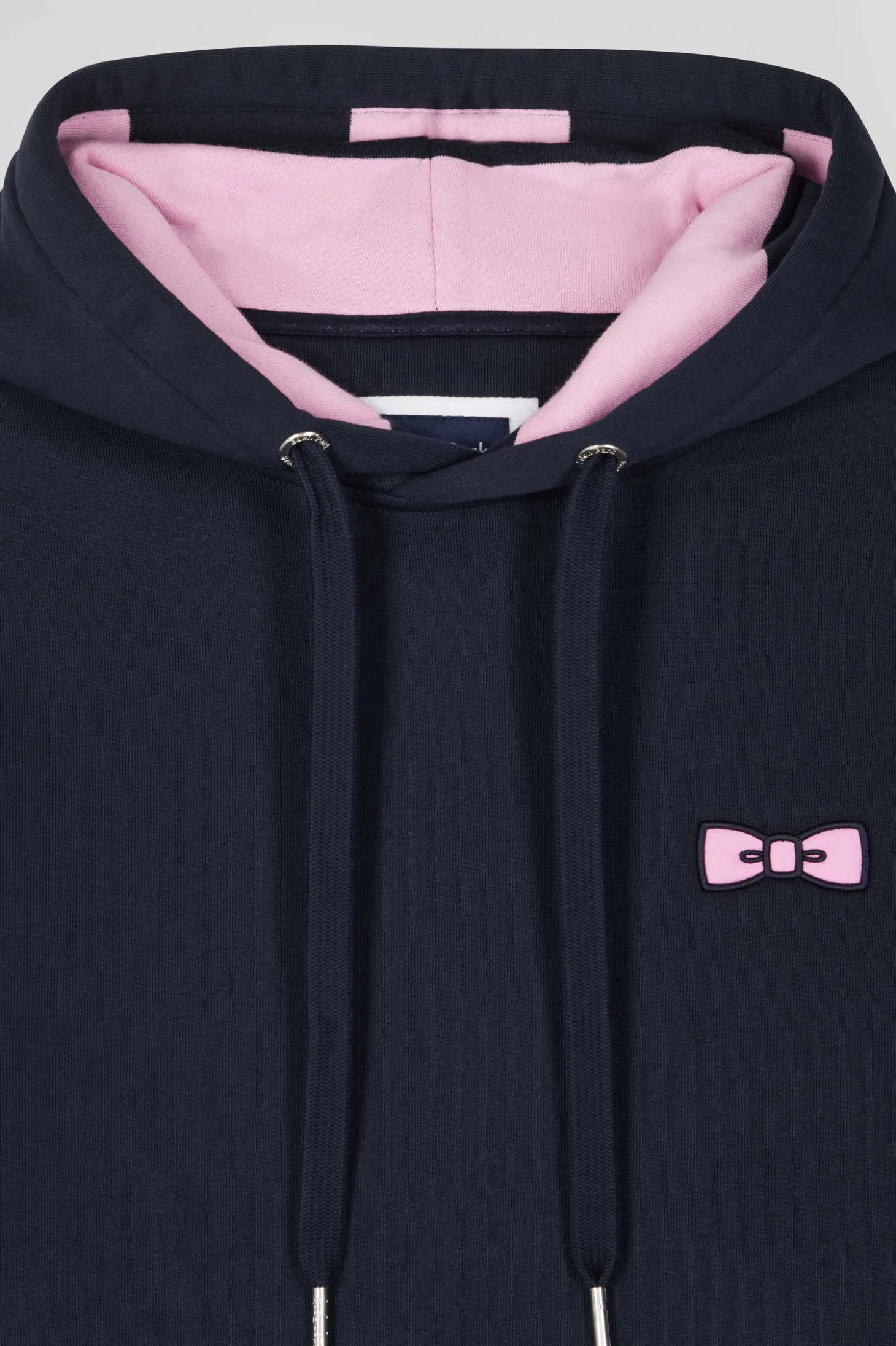 Regular navy brushed cotton fleece hoodie with Eden Park embroidery