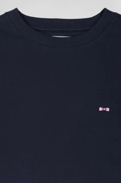 Regular navy brushed cotton fleece sweatshirt