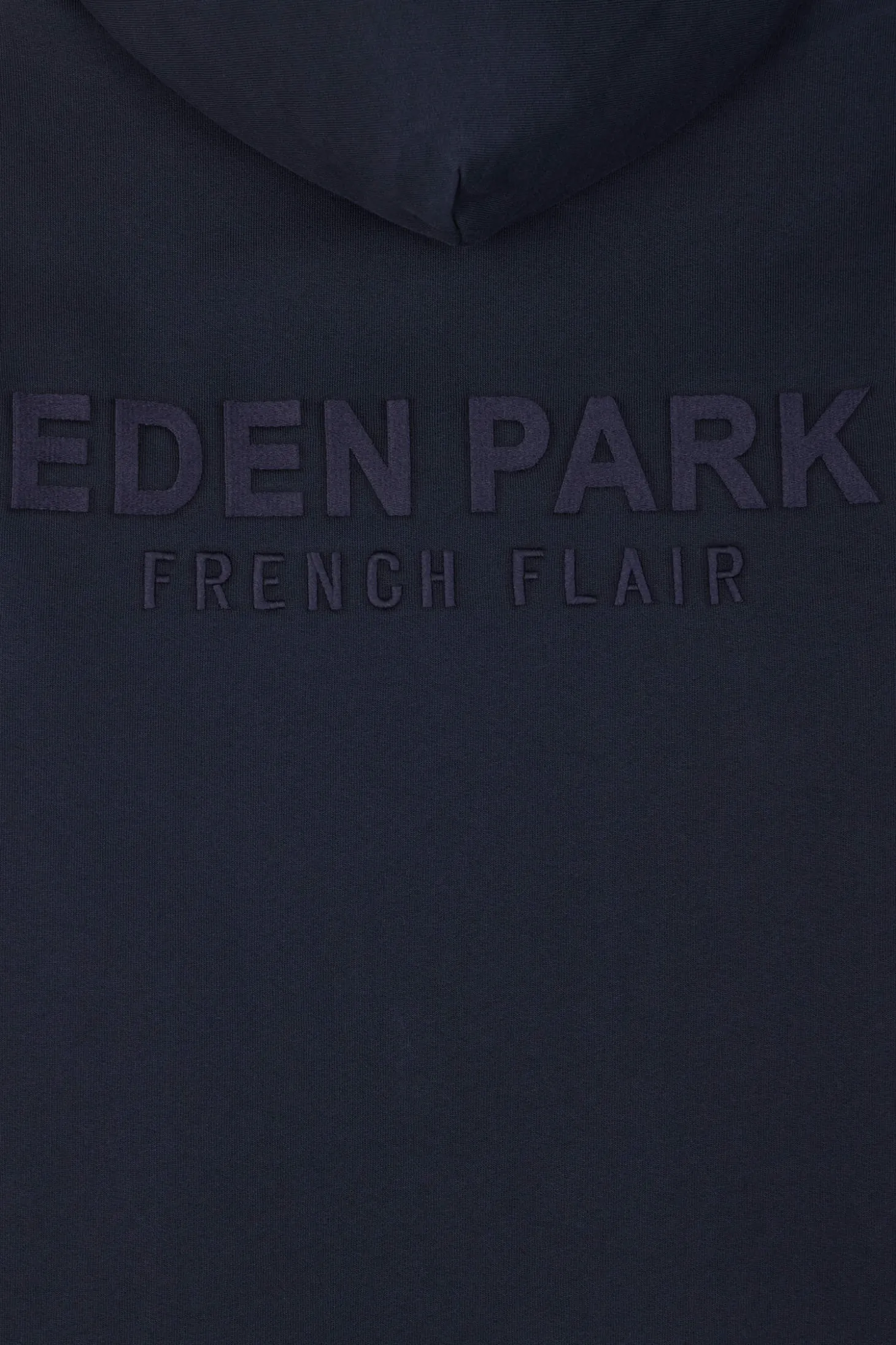 Regular navy brushed cotton fleece hoodie with Eden Park embroidery