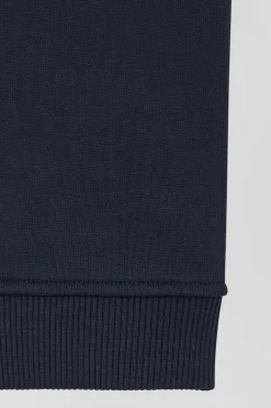 Regular navy brushed cotton fleece jogging bottoms