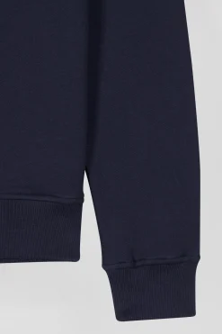 Regular navy brushed cotton fleece sweatshirt