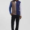 Regular navy colorblock long-sleeved cotton rugby shirt
