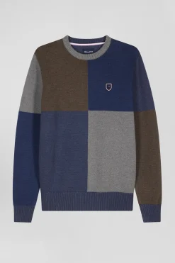Regular navy colourblock Barbarian cotton crew neck jumper