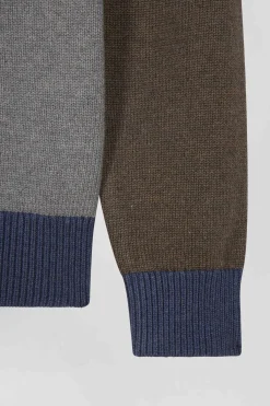 Regular navy colourblock Barbarian cotton crew neck jumper