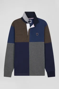 Regular navy long-sleeved Barbarian cotton rugby shirt