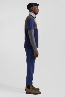 Regular navy long-sleeved Barbarian cotton rugby shirt