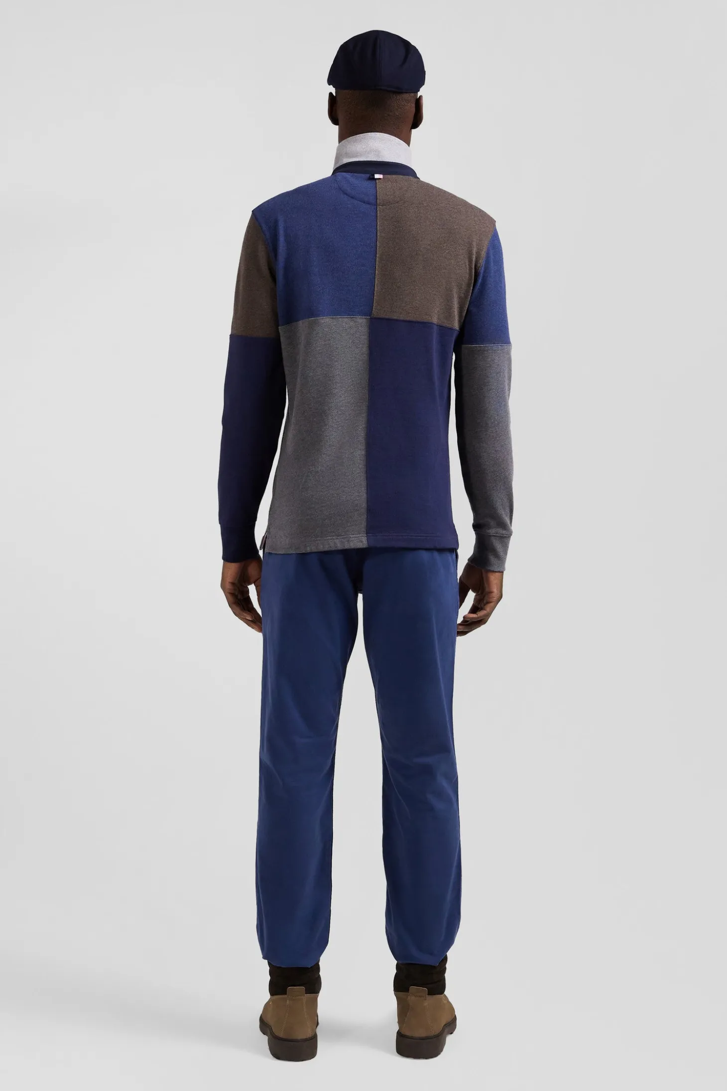 Regular navy long-sleeved Barbarian cotton rugby shirt