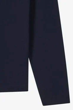 Regular navy long-sleeved cotton T-shirt with N°10 embroidery