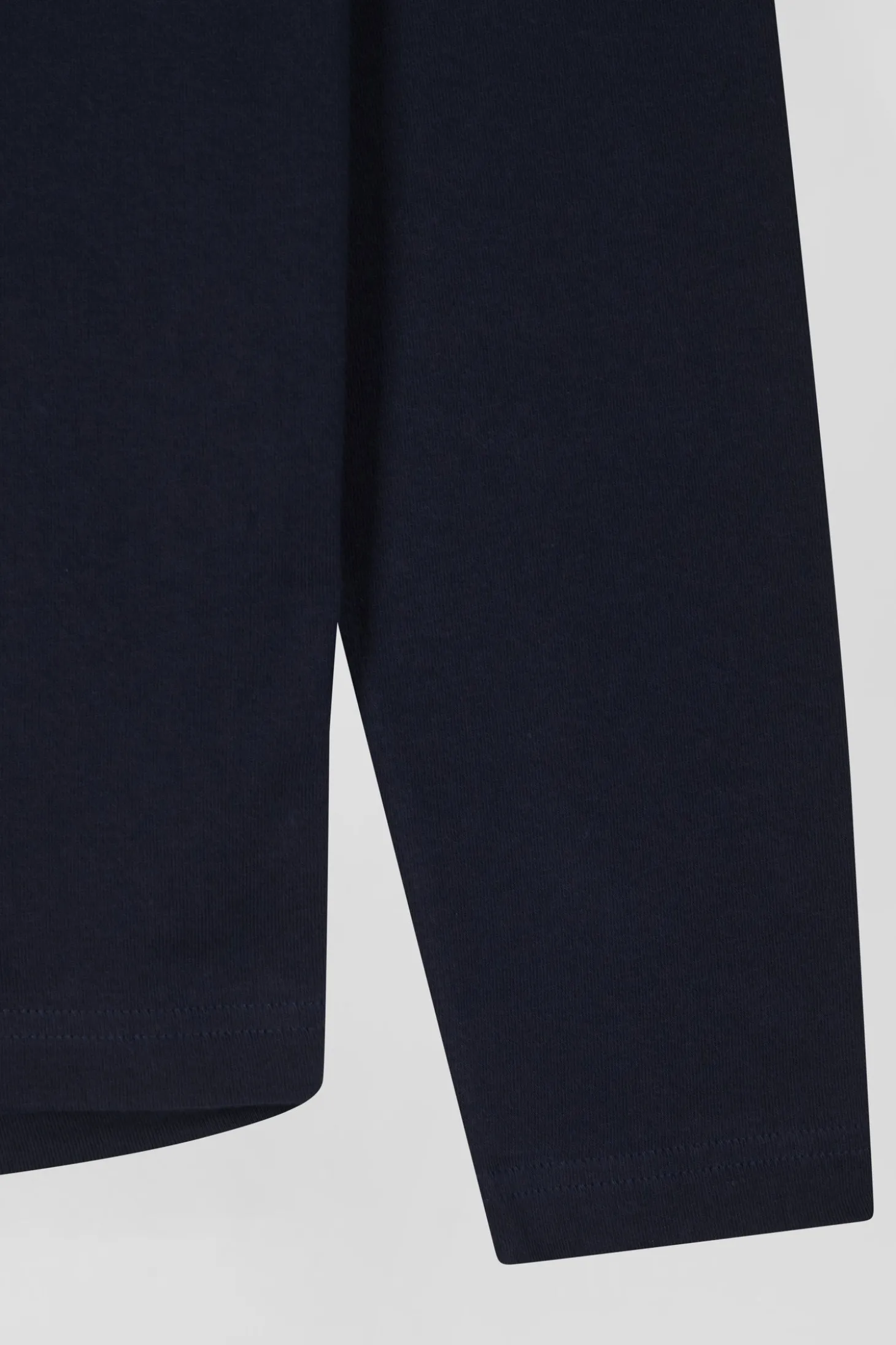 Regular navy long-sleeved cotton T-shirt with striped bow tie embroidery