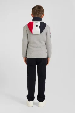Regular navy padded front zipped hoodie