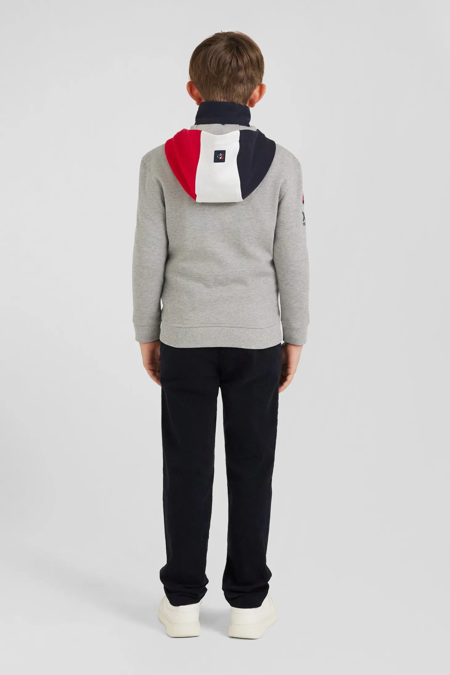 Regular navy padded front zipped hoodie