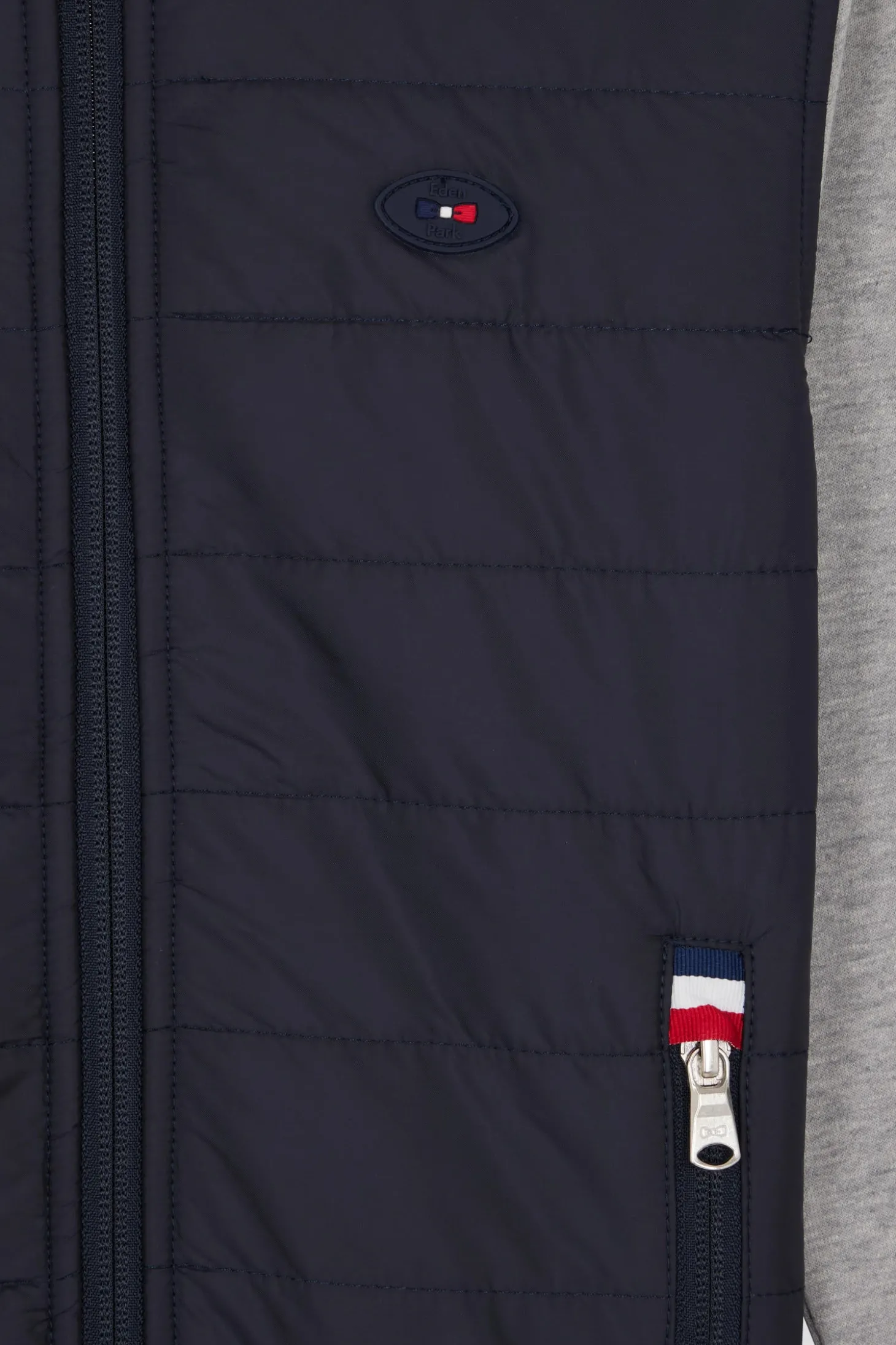 Regular navy padded front zipped hoodie