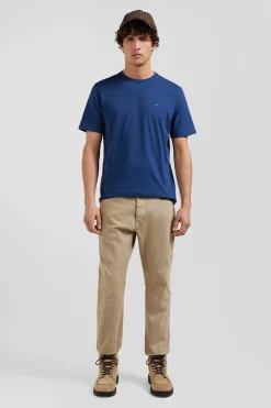 Regular navy Pima cotton short-sleeved T-shirt
