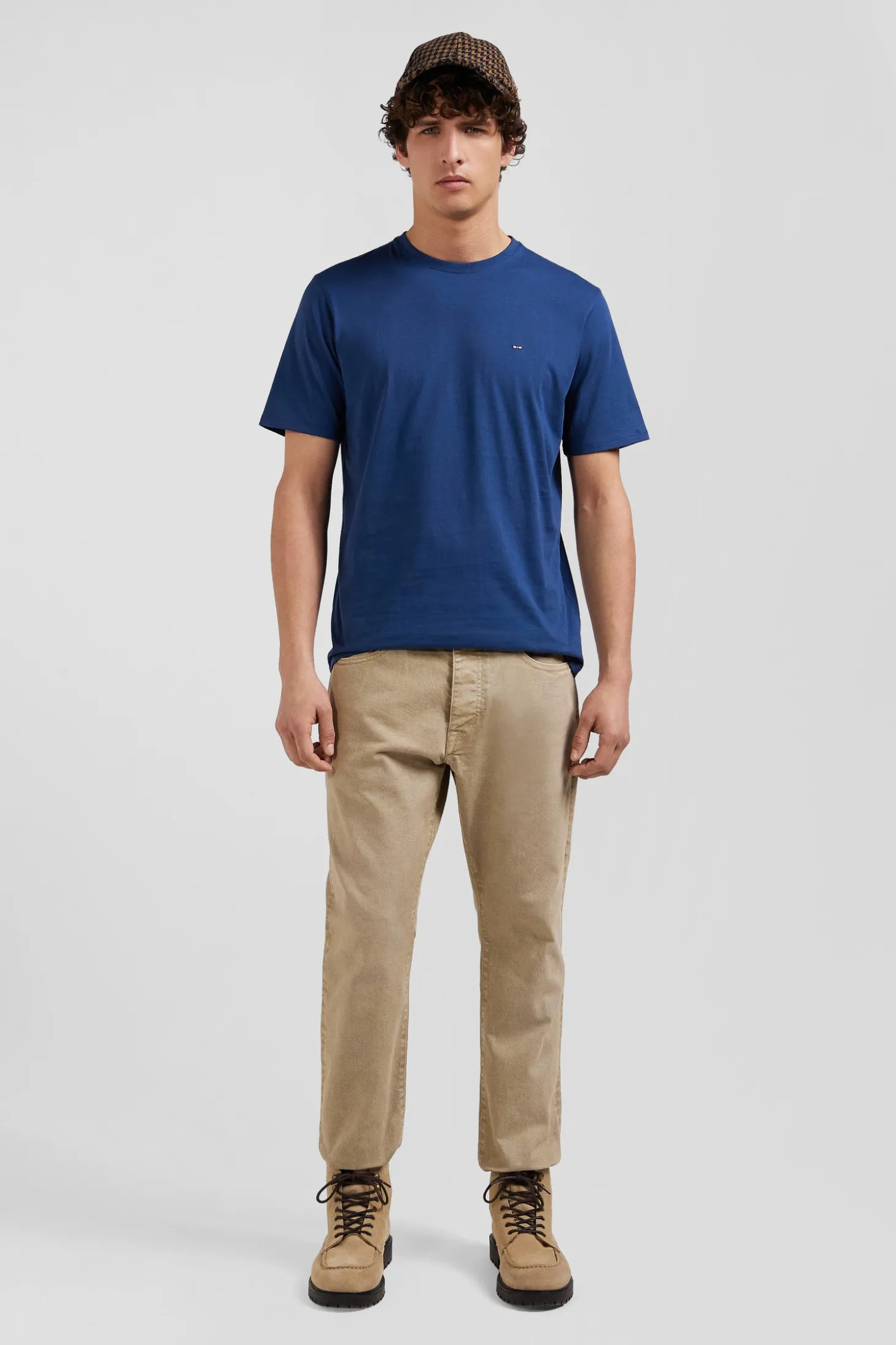 Regular navy Pima cotton short-sleeved T-shirt