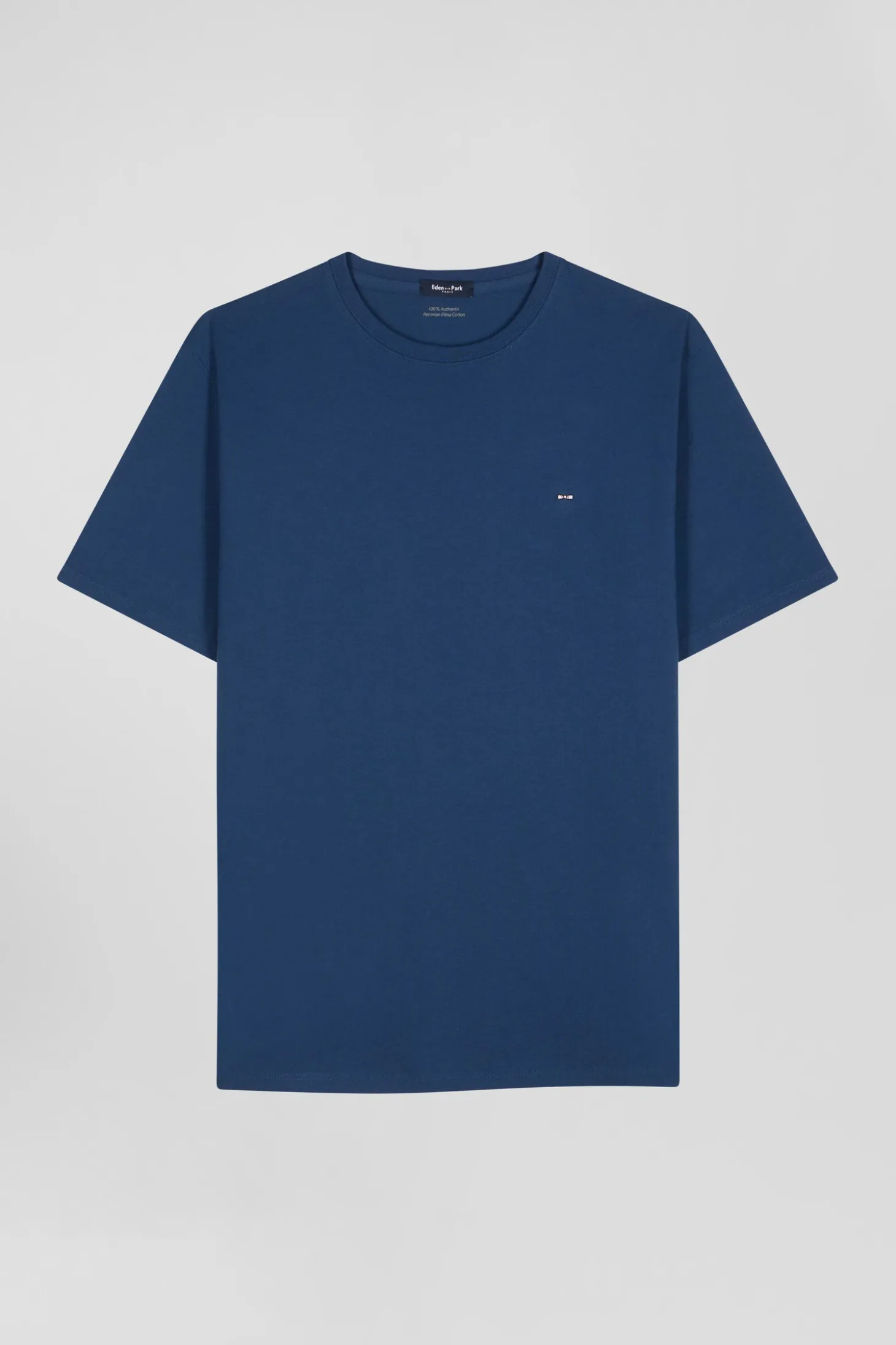 Regular navy Pima cotton short-sleeved T-shirt