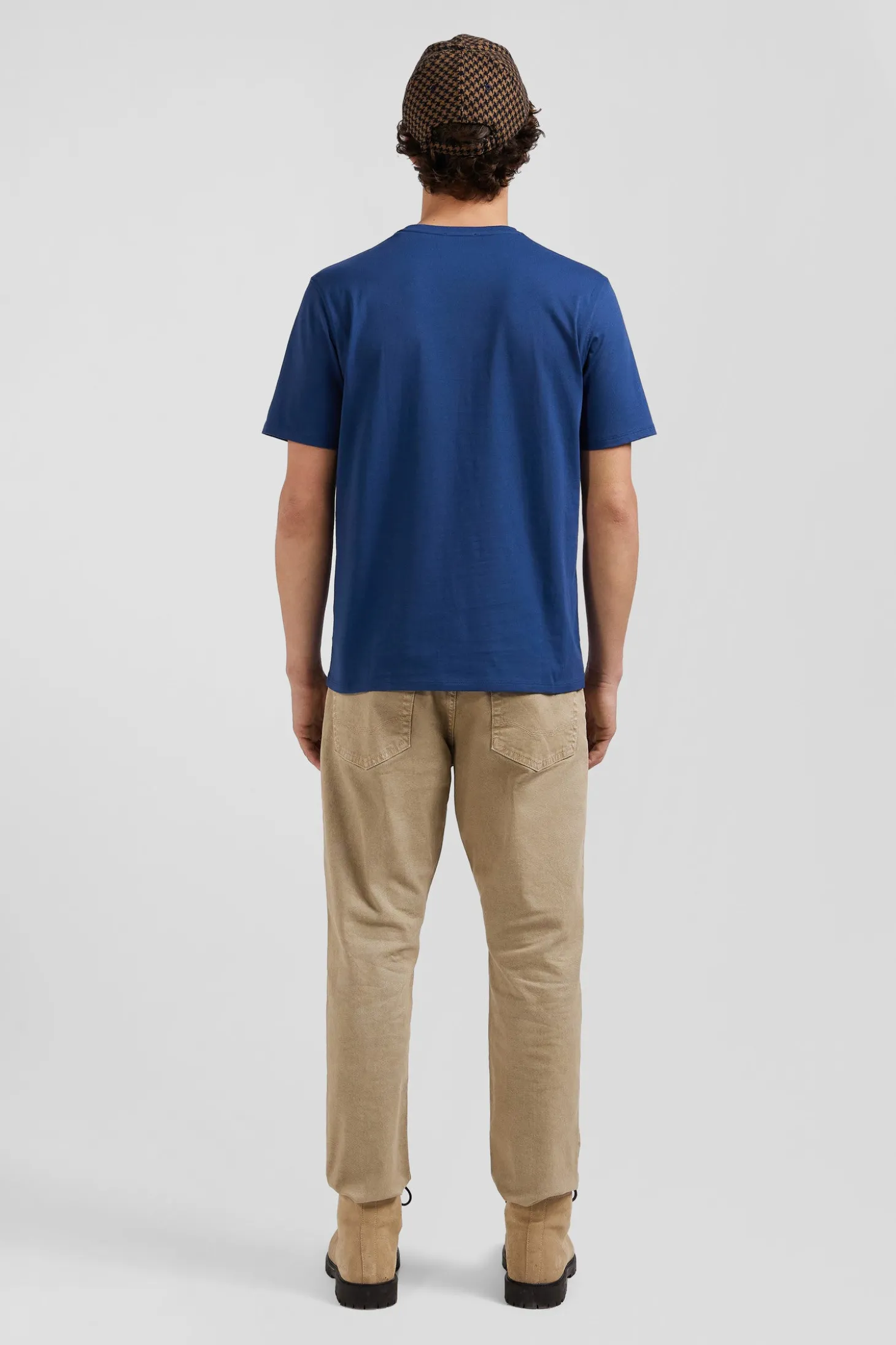 Regular navy Pima cotton short-sleeved T-shirt