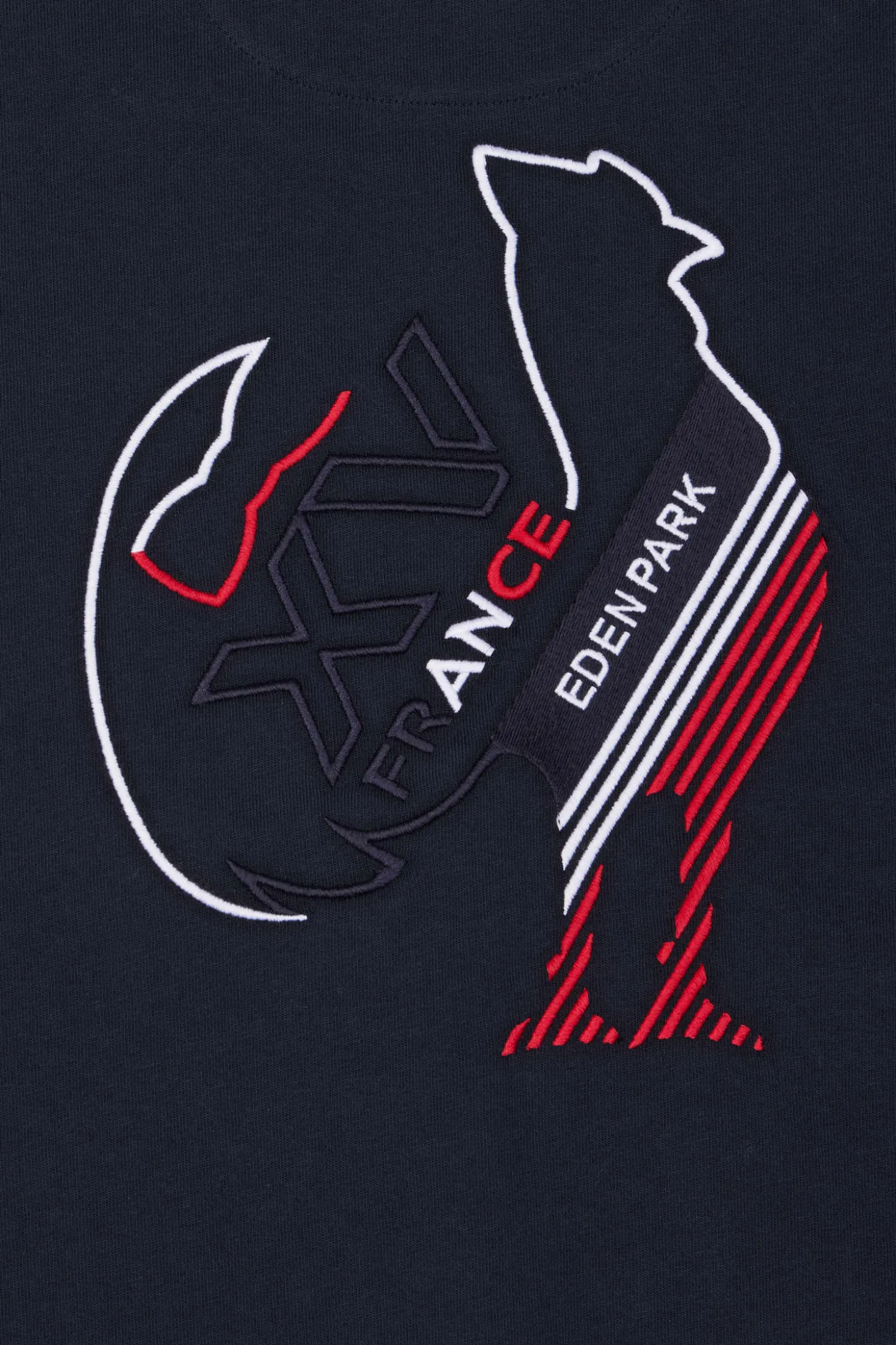 Regular navy short-sleeved cotton T-shirt with tricolor XV de France embroidery