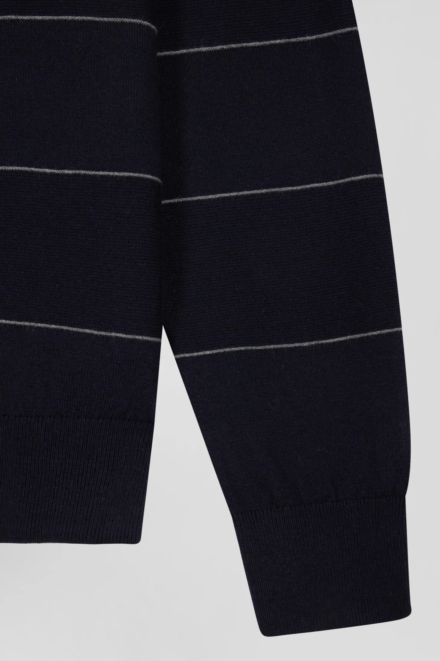 Regular navy striped cotton and cashmere crew neck jumper