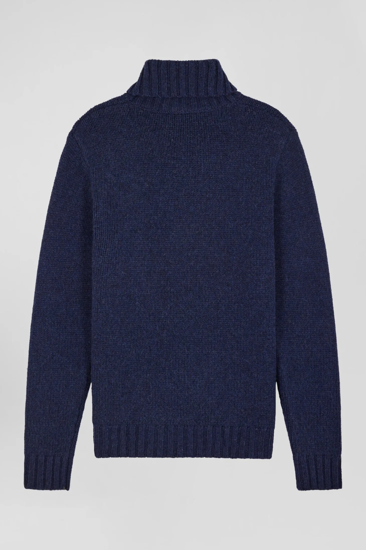 Regular navy virgin wool and recycled polyamide turtleneck jumper with 3D knitting