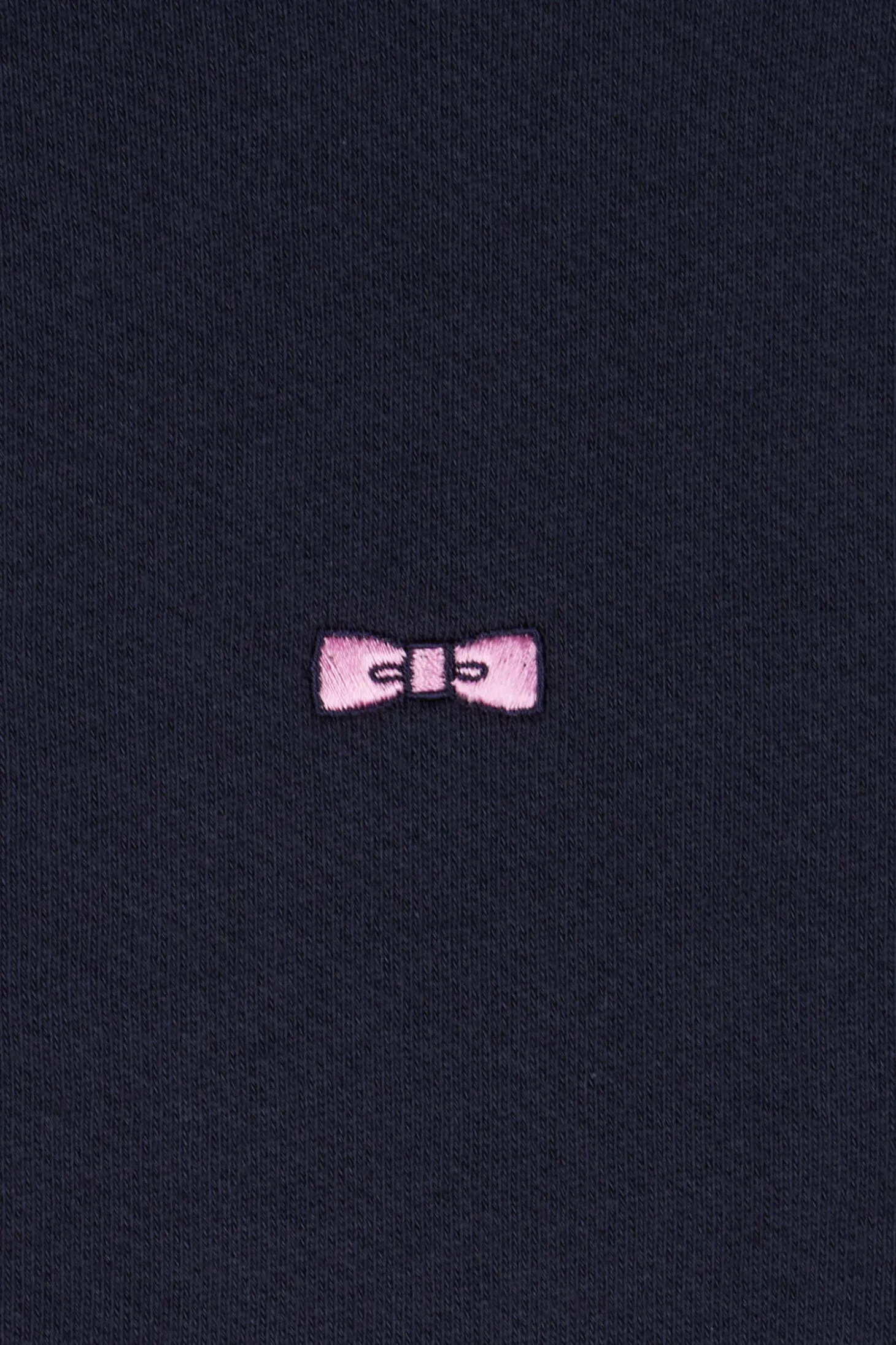 Regular navy zipped brushed cotton fleece with high top collar