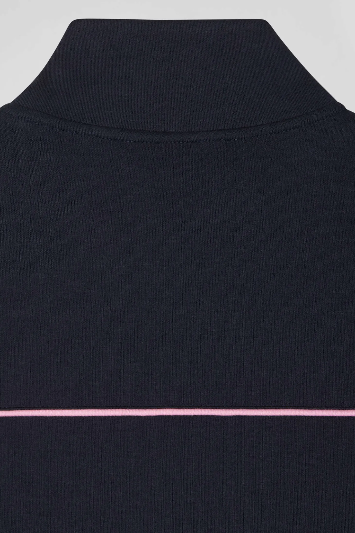 Regular navy zipped high neck sweatshirt with pink piping