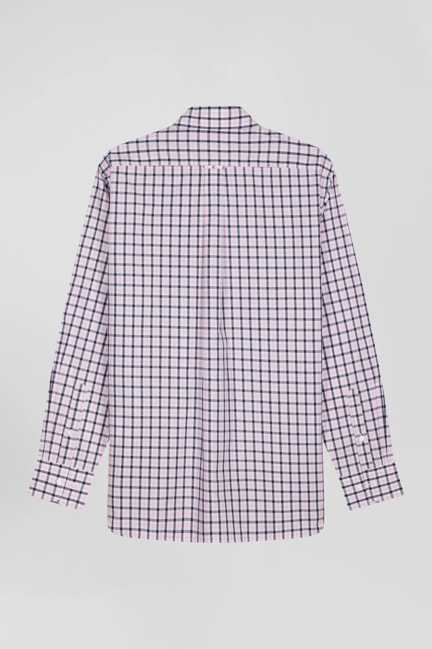 Regular pink and white checked cotton poplin shirt