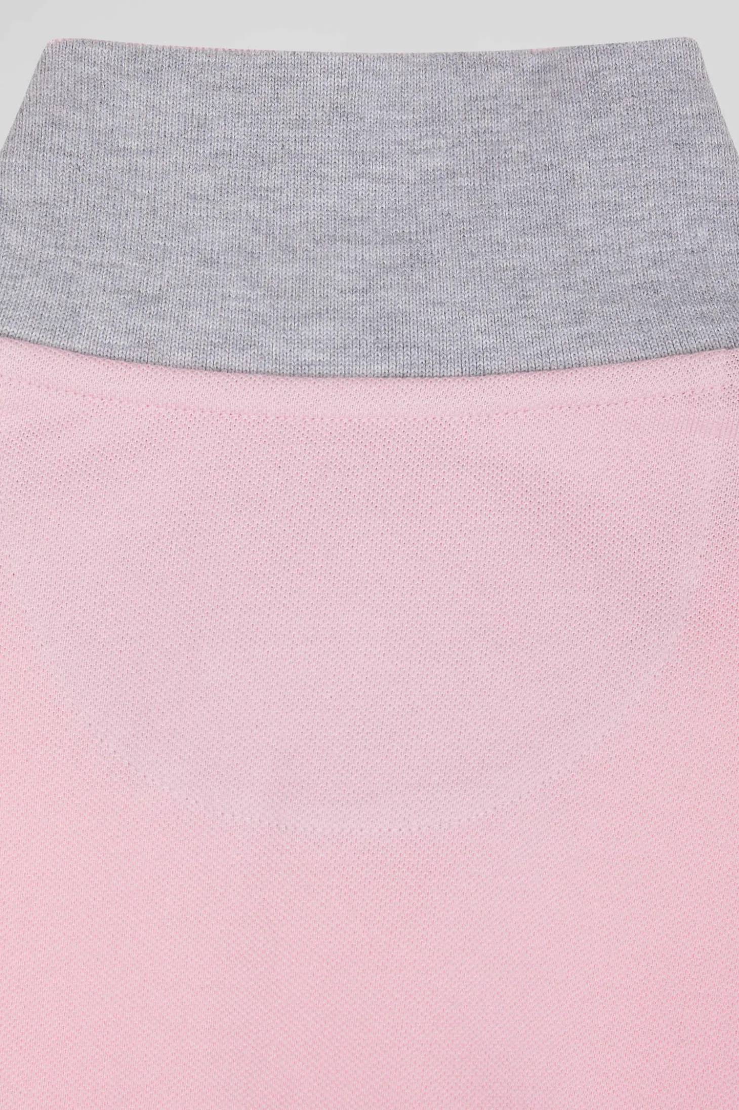 Regular pink bicolor long-sleeved cotton piqué polo shirt