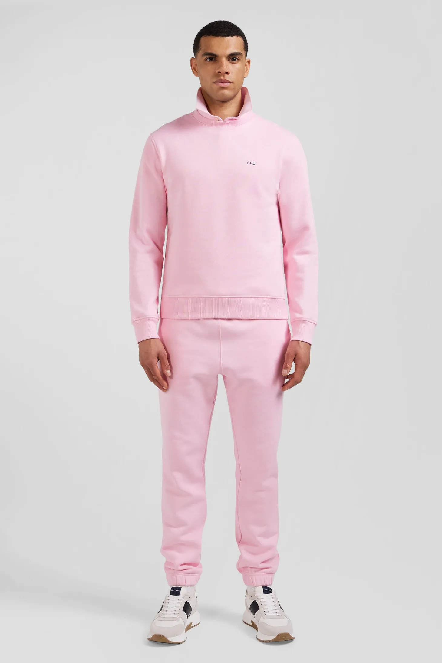 Regular pink brushed cotton fleece sweatshirt