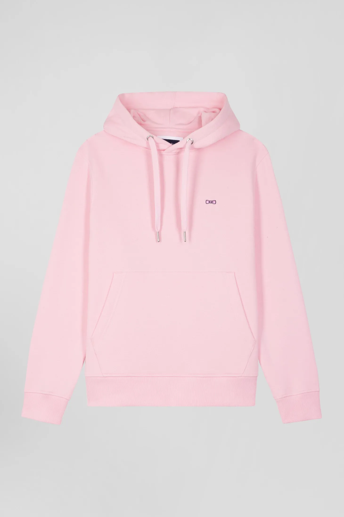 Regular pink brushed cotton fleece hoodie