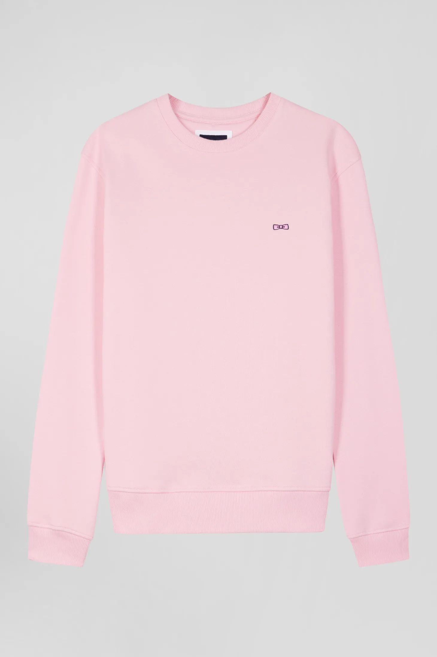 Regular pink brushed cotton fleece sweatshirt