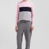 Regular pink colorblock long-sleeved cotton T-shirt