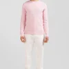 Regular pink cotton crew neck jumper