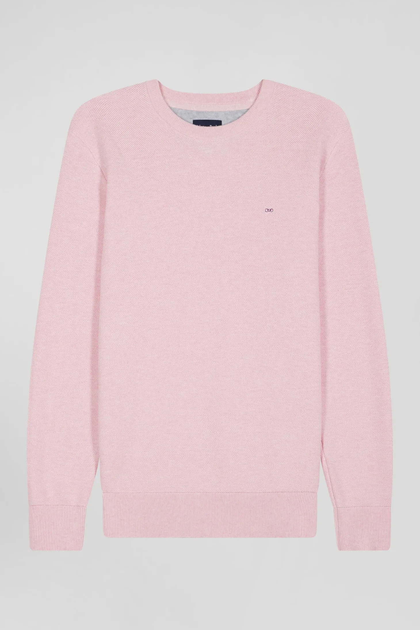 Regular pink cotton crew neck jumper