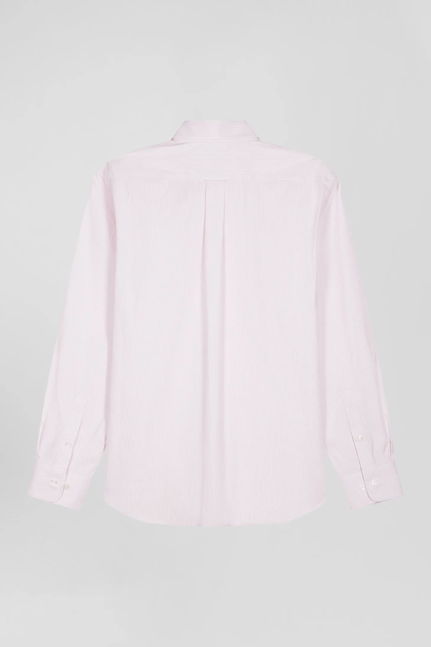 Regular pink cotton poplin shirt with baton stripes