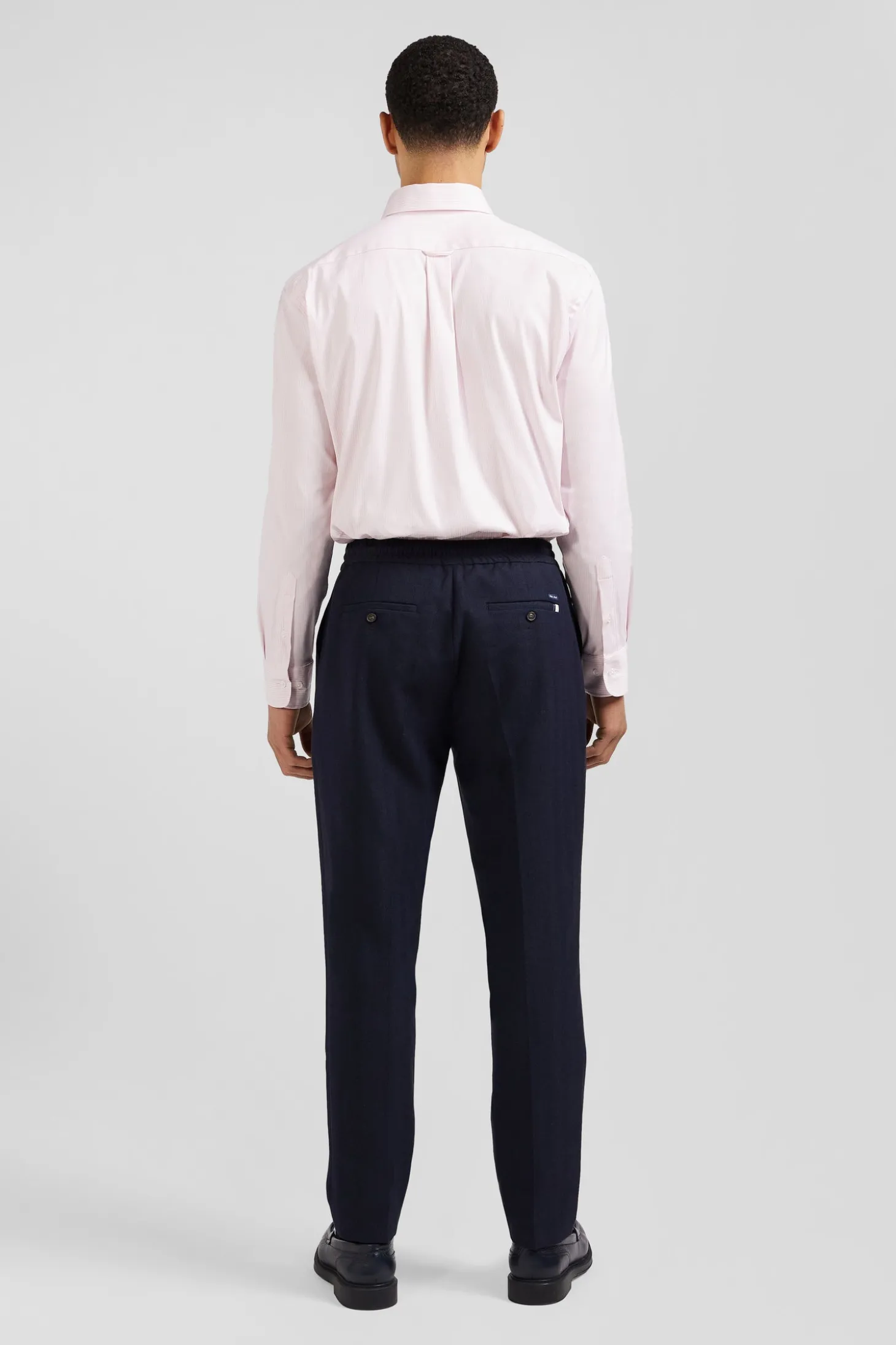 Regular pink cotton poplin shirt with baton stripes