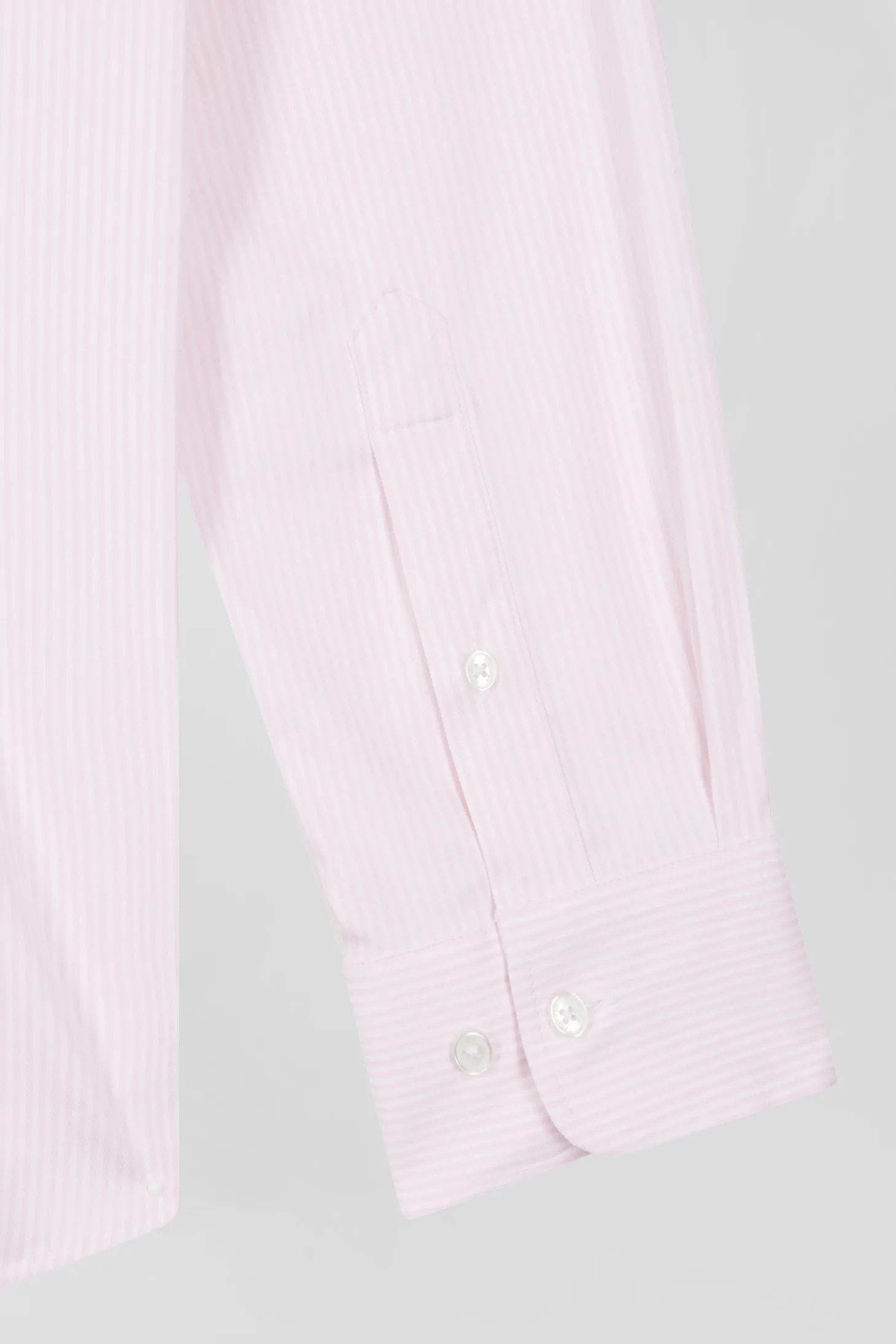 Regular pink cotton poplin shirt with baton stripes