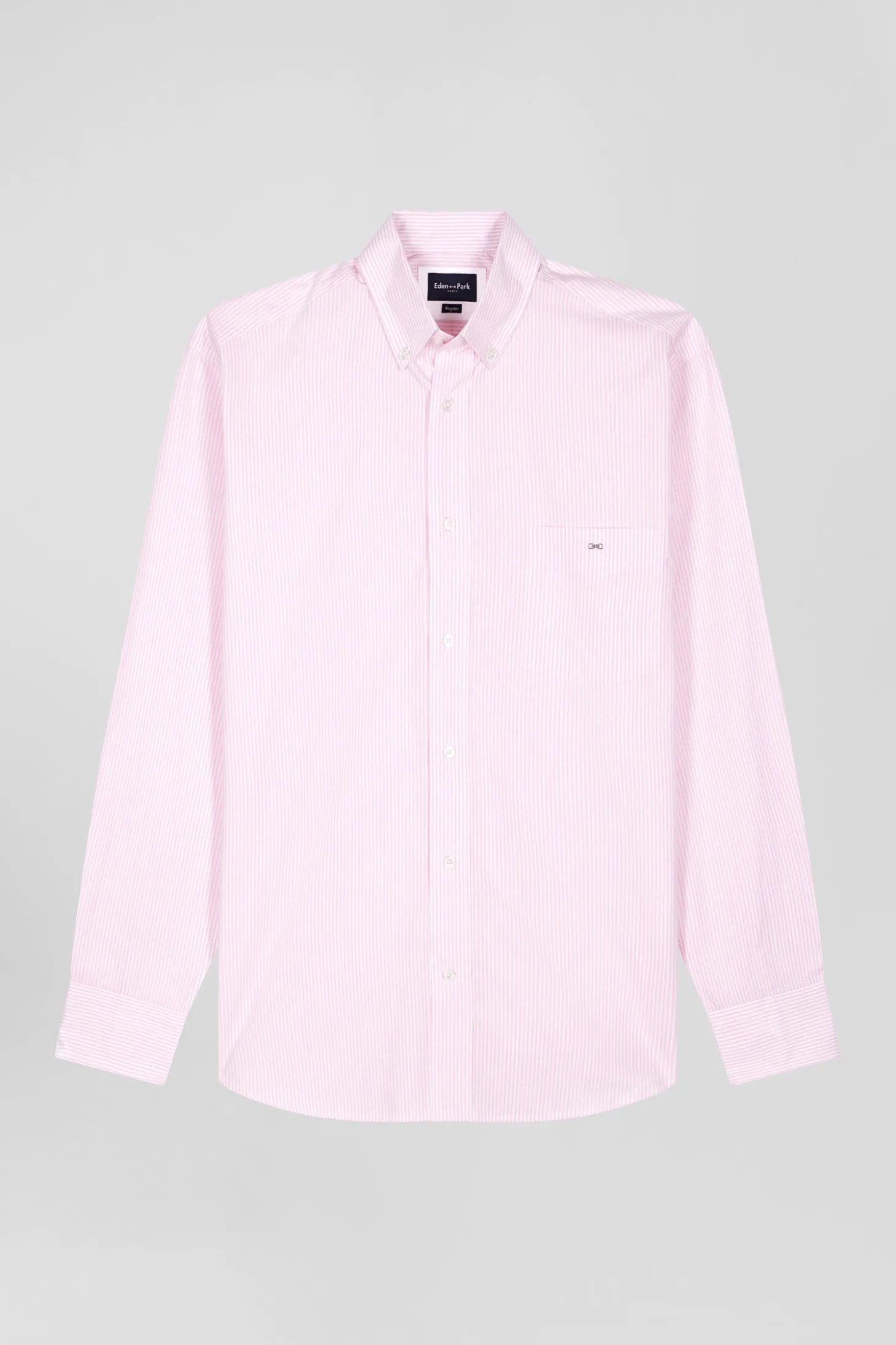 Regular pink striped cotton jacquard shirt