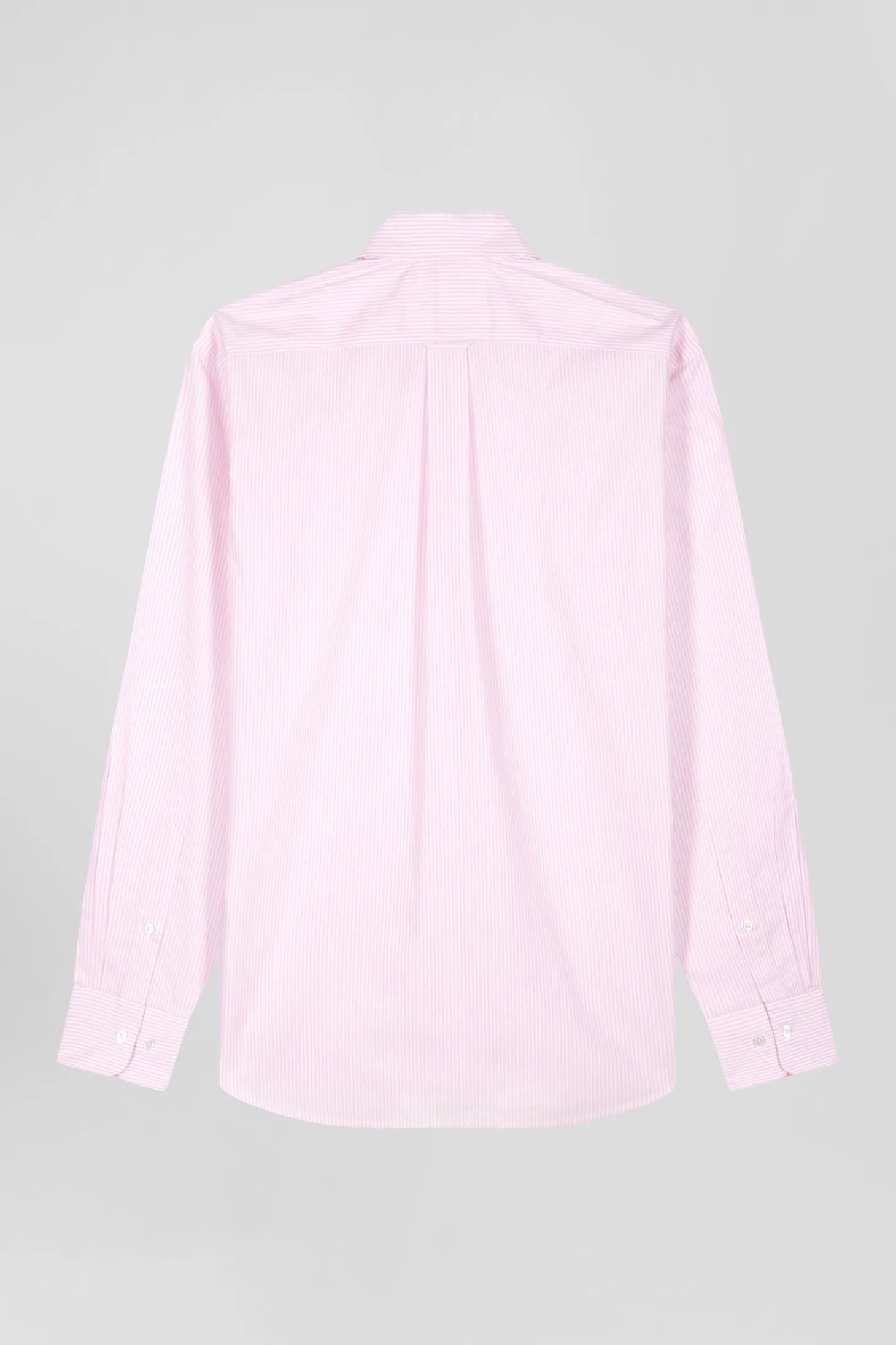 Regular pink striped cotton jacquard shirt