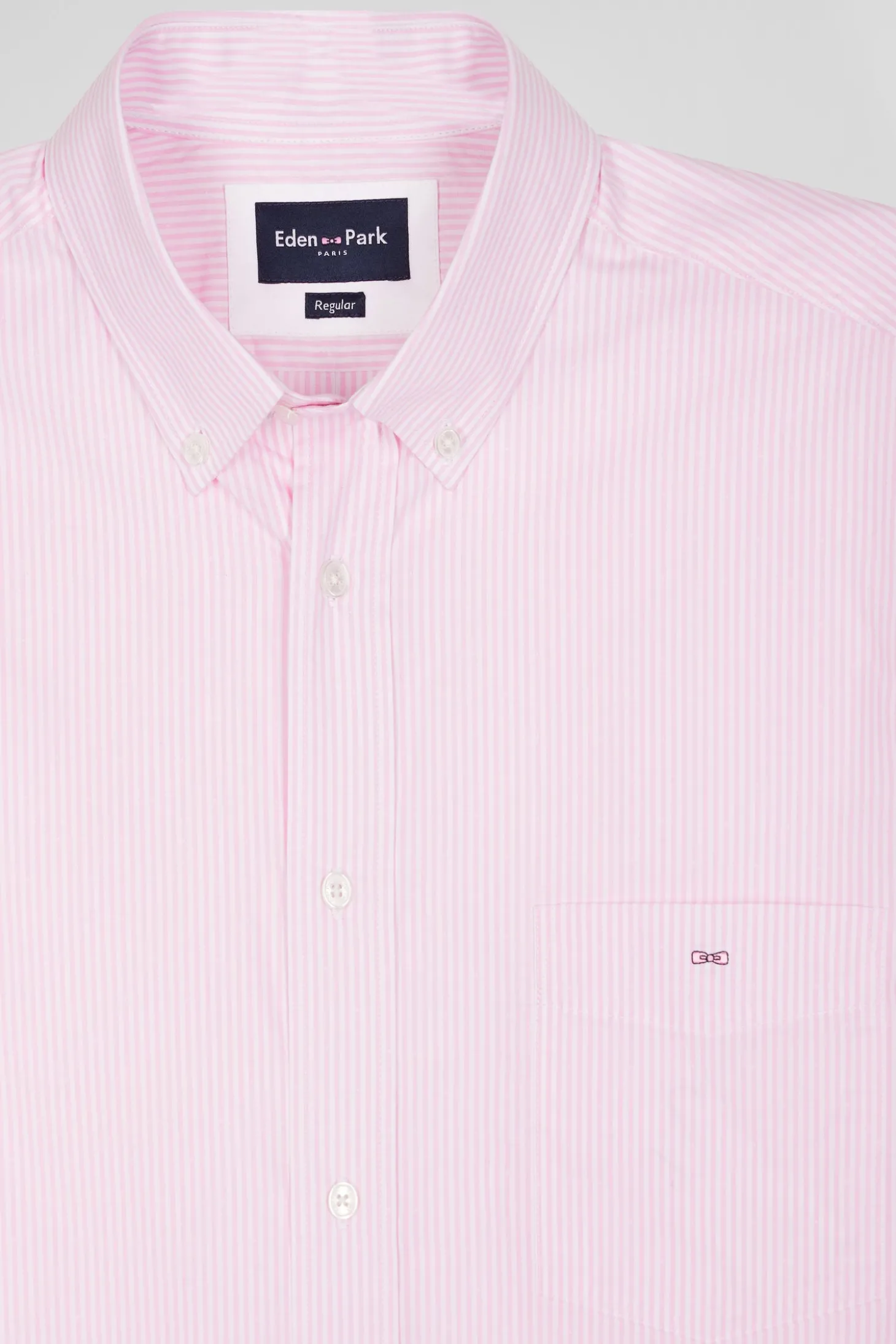 Regular pink striped cotton jacquard shirt